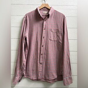 Faherty Organic Cotton Plaid Button Down Shirt Men’s Large Pink Blue Flannel